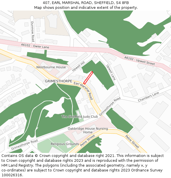 407, EARL MARSHAL ROAD, SHEFFIELD, S4 8FB: Location map and indicative extent of plot