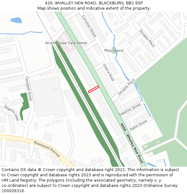 429, WHALLEY NEW ROAD, BLACKBURN, BB1 9SP: Location map and indicative extent of plot