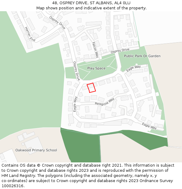 48, OSPREY DRIVE, ST ALBANS, AL4 0LU: Location map and indicative extent of plot