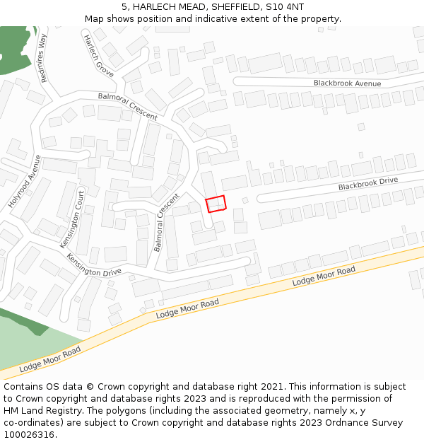 5, HARLECH MEAD, SHEFFIELD, S10 4NT: Location map and indicative extent of plot
