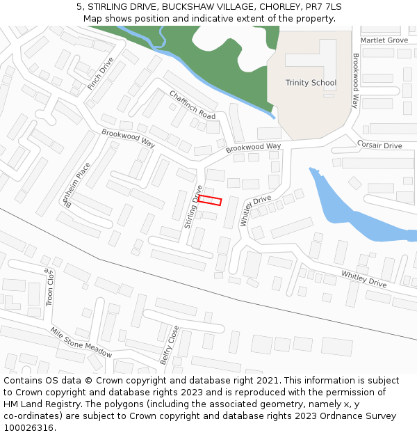 5, STIRLING DRIVE, BUCKSHAW VILLAGE, CHORLEY, PR7 7LS: Location map and indicative extent of plot