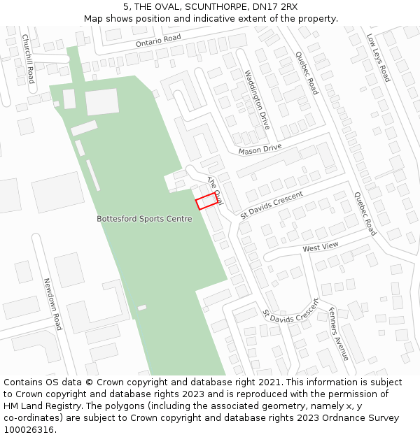 5, THE OVAL, SCUNTHORPE, DN17 2RX: Location map and indicative extent of plot