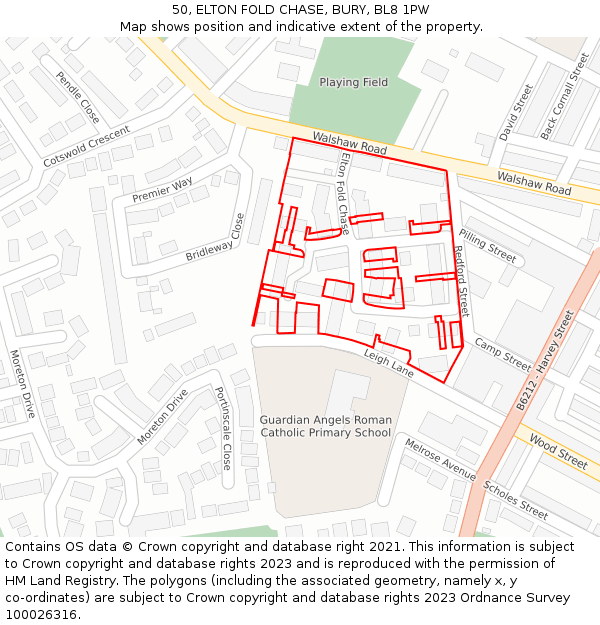 50, ELTON FOLD CHASE, BURY, BL8 1PW: Location map and indicative extent of plot