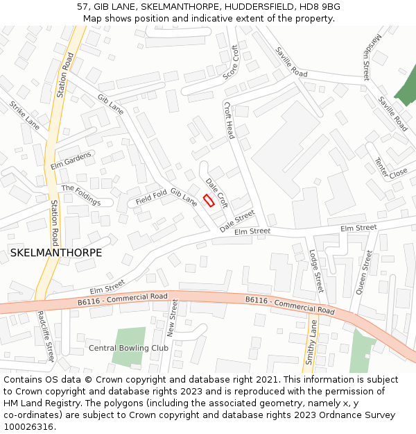 57, GIB LANE, SKELMANTHORPE, HUDDERSFIELD, HD8 9BG: Location map and indicative extent of plot