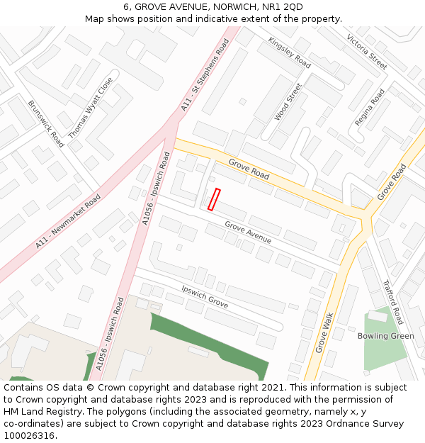 6, GROVE AVENUE, NORWICH, NR1 2QD: Location map and indicative extent of plot