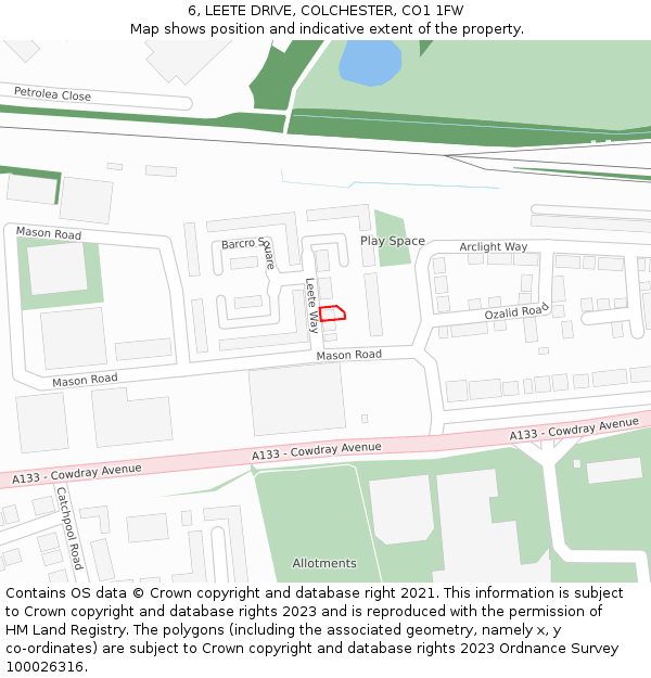 6, LEETE DRIVE, COLCHESTER, CO1 1FW: Location map and indicative extent of plot
