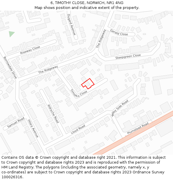 6, TIMOTHY CLOSE, NORWICH, NR1 4NG: Location map and indicative extent of plot