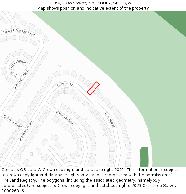 60, DOWNSWAY, SALISBURY, SP1 3QW: Location map and indicative extent of plot