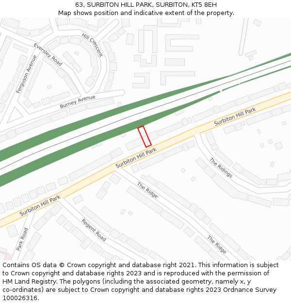 63, SURBITON HILL PARK, SURBITON, KT5 8EH: Location map and indicative extent of plot