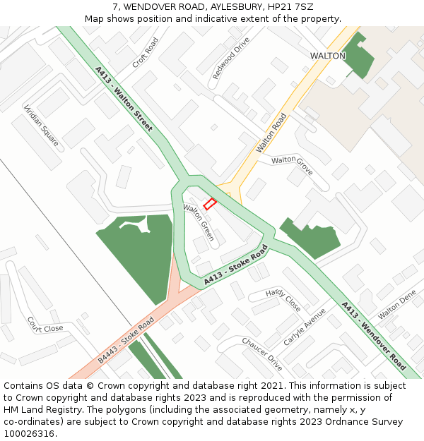 7, WENDOVER ROAD, AYLESBURY, HP21 7SZ: Location map and indicative extent of plot