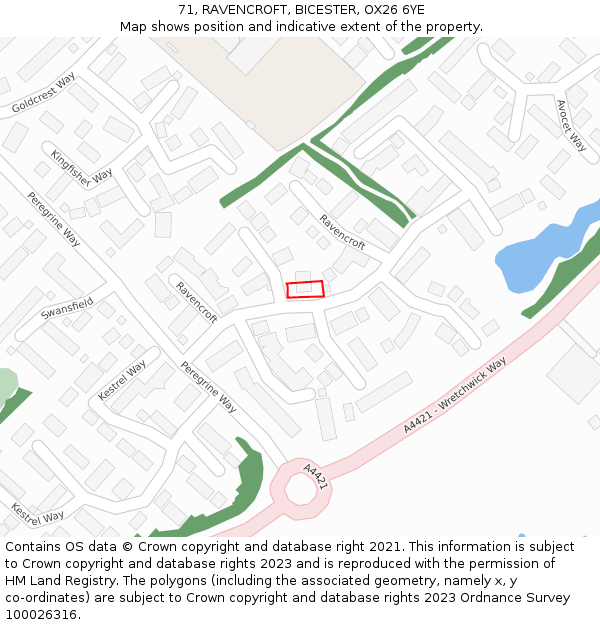 71, RAVENCROFT, BICESTER, OX26 6YE: Location map and indicative extent of plot