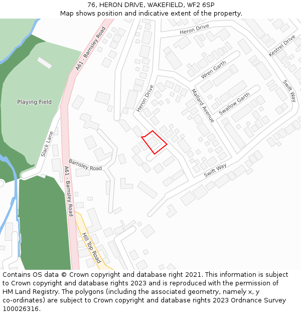 76, HERON DRIVE, WAKEFIELD, WF2 6SP: Location map and indicative extent of plot