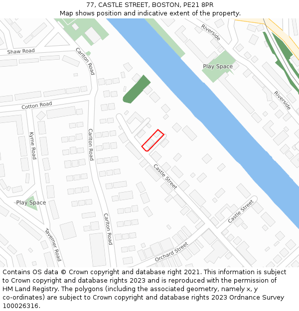 77, CASTLE STREET, BOSTON, PE21 8PR: Location map and indicative extent of plot