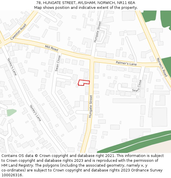 78, HUNGATE STREET, AYLSHAM, NORWICH, NR11 6EA: Location map and indicative extent of plot