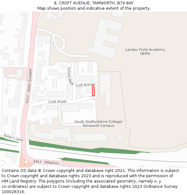 8, CROFT AVENUE, TAMWORTH, B79 8AY: Location map and indicative extent of plot