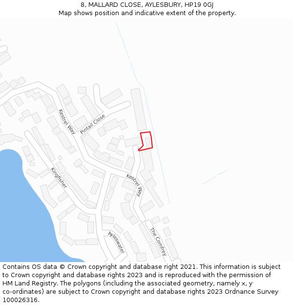 8, MALLARD CLOSE, AYLESBURY, HP19 0GJ: Location map and indicative extent of plot