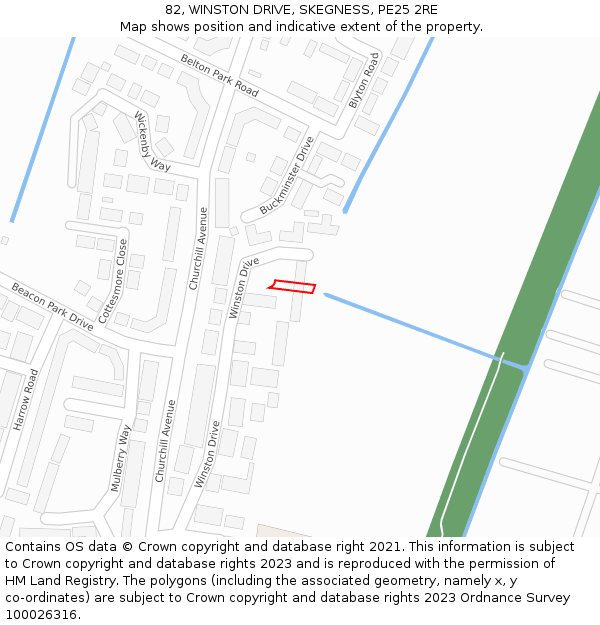 82, WINSTON DRIVE, SKEGNESS, PE25 2RE: Location map and indicative extent of plot