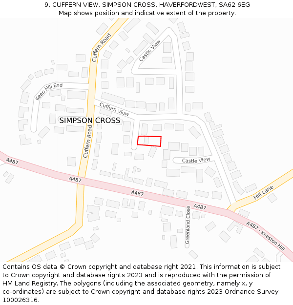 9, CUFFERN VIEW, SIMPSON CROSS, HAVERFORDWEST, SA62 6EG: Location map and indicative extent of plot