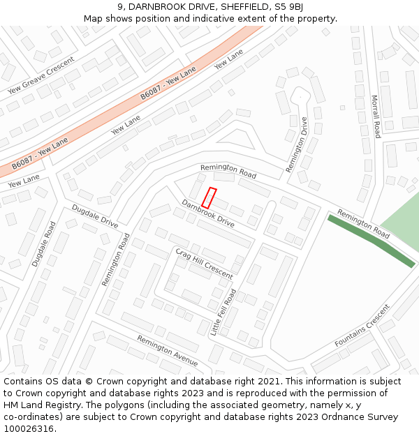 9, DARNBROOK DRIVE, SHEFFIELD, S5 9BJ: Location map and indicative extent of plot