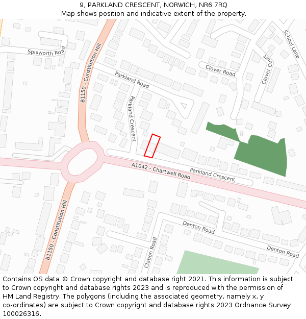 9, PARKLAND CRESCENT, NORWICH, NR6 7RQ: Location map and indicative extent of plot