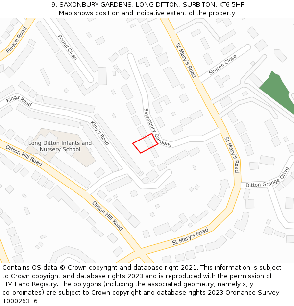 9, SAXONBURY GARDENS, LONG DITTON, SURBITON, KT6 5HF: Location map and indicative extent of plot