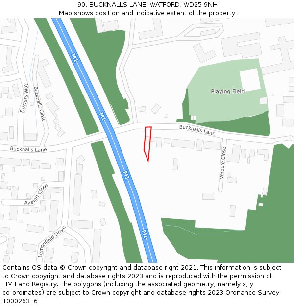 90, BUCKNALLS LANE, WATFORD, WD25 9NH: Location map and indicative extent of plot