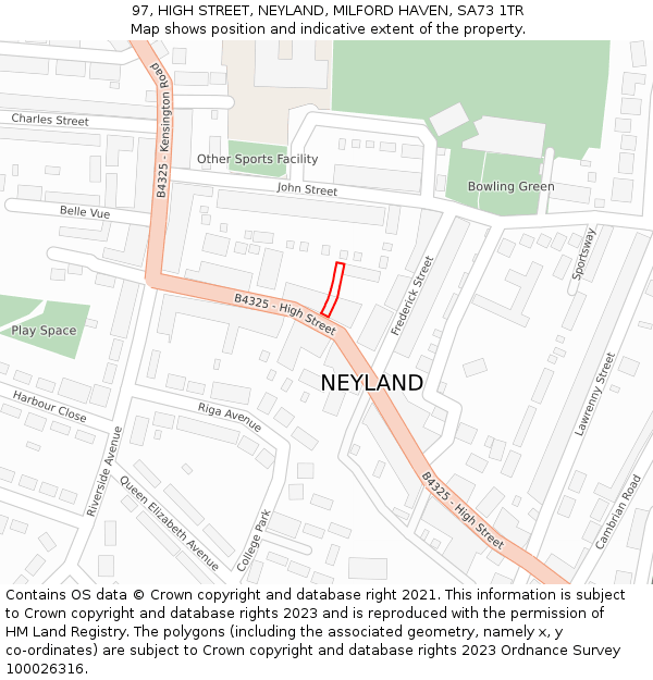 97, HIGH STREET, NEYLAND, MILFORD HAVEN, SA73 1TR: Location map and indicative extent of plot