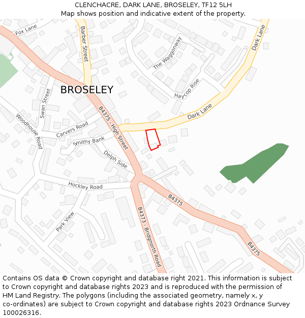 CLENCHACRE, DARK LANE, BROSELEY, TF12 5LH: Location map and indicative extent of plot