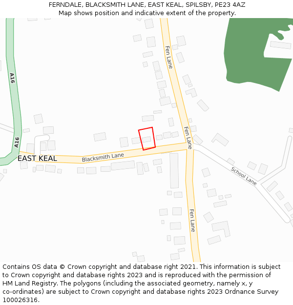 FERNDALE, BLACKSMITH LANE, EAST KEAL, SPILSBY, PE23 4AZ: Location map and indicative extent of plot