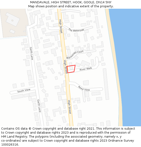 MANDAVALE, HIGH STREET, HOOK, GOOLE, DN14 5NY: Location map and indicative extent of plot