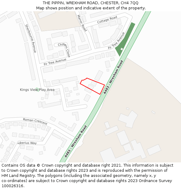 THE PIPPIN, WREXHAM ROAD, CHESTER, CH4 7QQ: Location map and indicative extent of plot