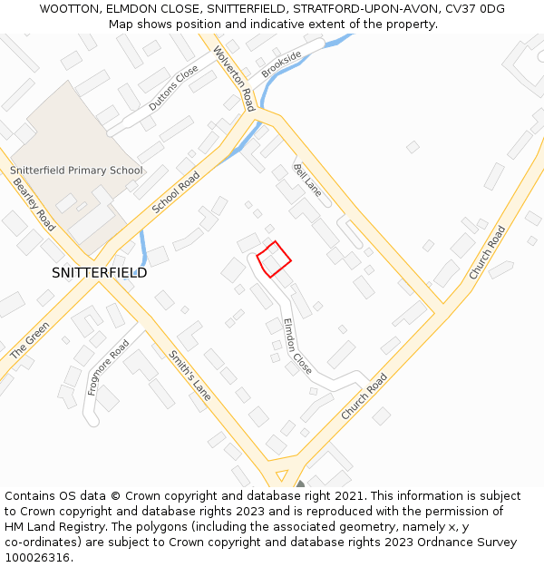 WOOTTON, ELMDON CLOSE, SNITTERFIELD, STRATFORD-UPON-AVON, CV37 0DG: Location map and indicative extent of plot