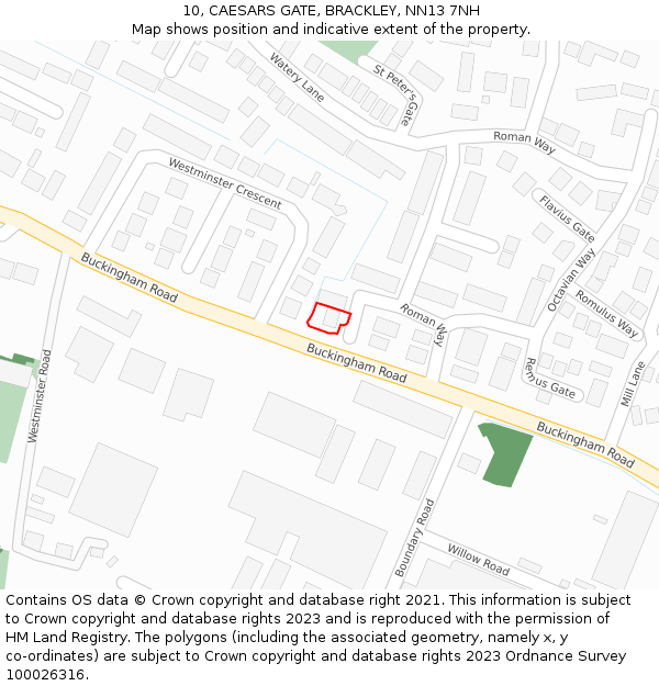 10, CAESARS GATE, BRACKLEY, NN13 7NH: Location map and indicative extent of plot