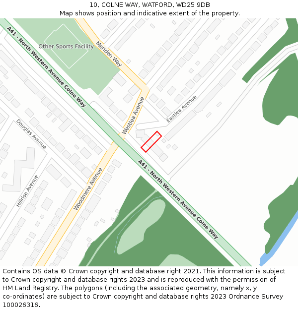 10, COLNE WAY, WATFORD, WD25 9DB: Location map and indicative extent of plot