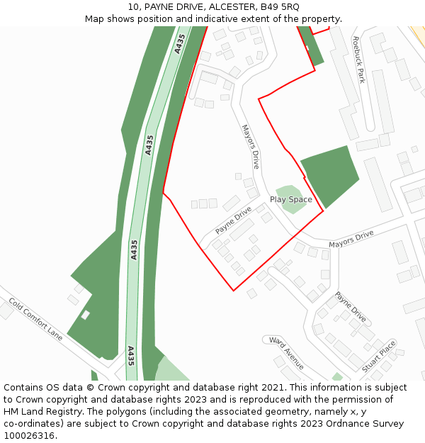 10, PAYNE DRIVE, ALCESTER, B49 5RQ: Location map and indicative extent of plot