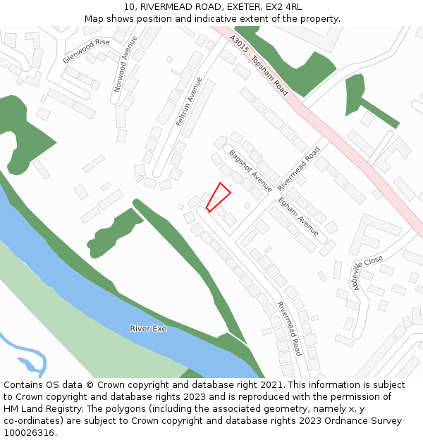 10, RIVERMEAD ROAD, EXETER, EX2 4RL: Location map and indicative extent of plot