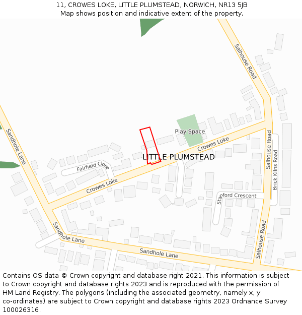 11, CROWES LOKE, LITTLE PLUMSTEAD, NORWICH, NR13 5JB: Location map and indicative extent of plot