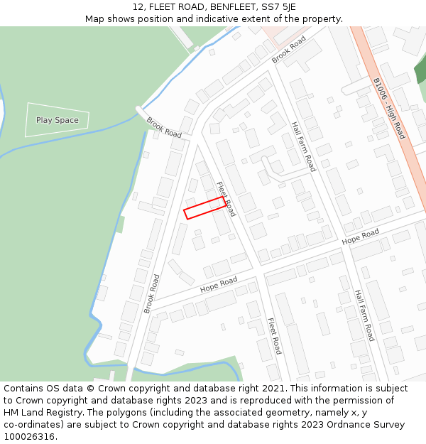 12, FLEET ROAD, BENFLEET, SS7 5JE: Location map and indicative extent of plot