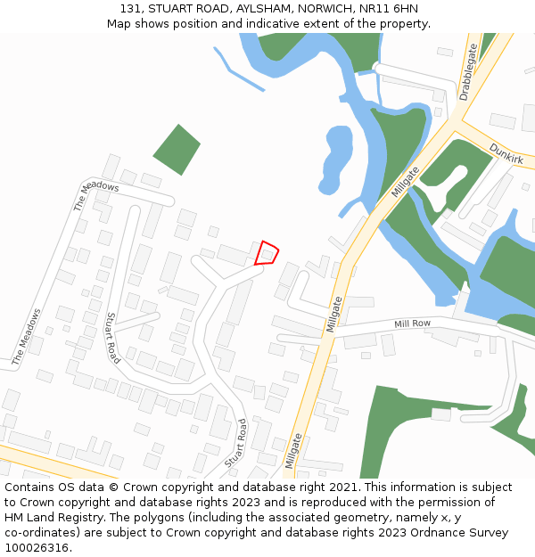 131, STUART ROAD, AYLSHAM, NORWICH, NR11 6HN: Location map and indicative extent of plot