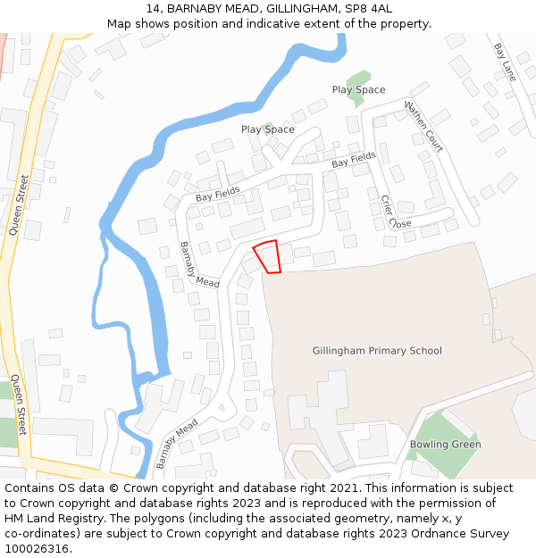 14, BARNABY MEAD, GILLINGHAM, SP8 4AL: Location map and indicative extent of plot