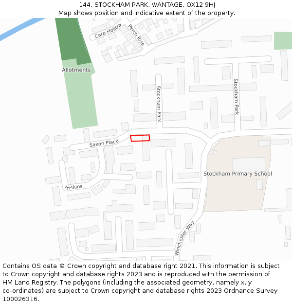 144, STOCKHAM PARK, WANTAGE, OX12 9HJ: Location map and indicative extent of plot