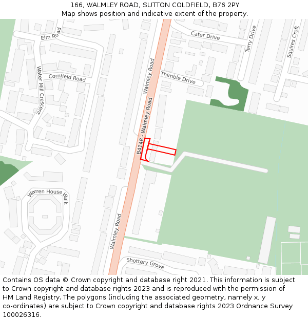 166, WALMLEY ROAD, SUTTON COLDFIELD, B76 2PY: Location map and indicative extent of plot