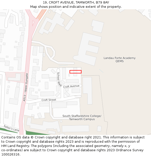 19, CROFT AVENUE, TAMWORTH, B79 8AY: Location map and indicative extent of plot