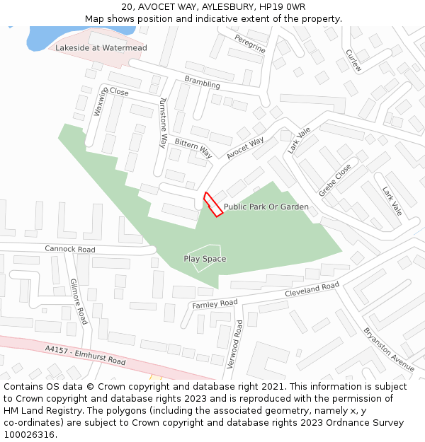 20, AVOCET WAY, AYLESBURY, HP19 0WR: Location map and indicative extent of plot