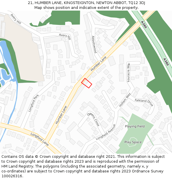 21, HUMBER LANE, KINGSTEIGNTON, NEWTON ABBOT, TQ12 3DJ: Location map and indicative extent of plot