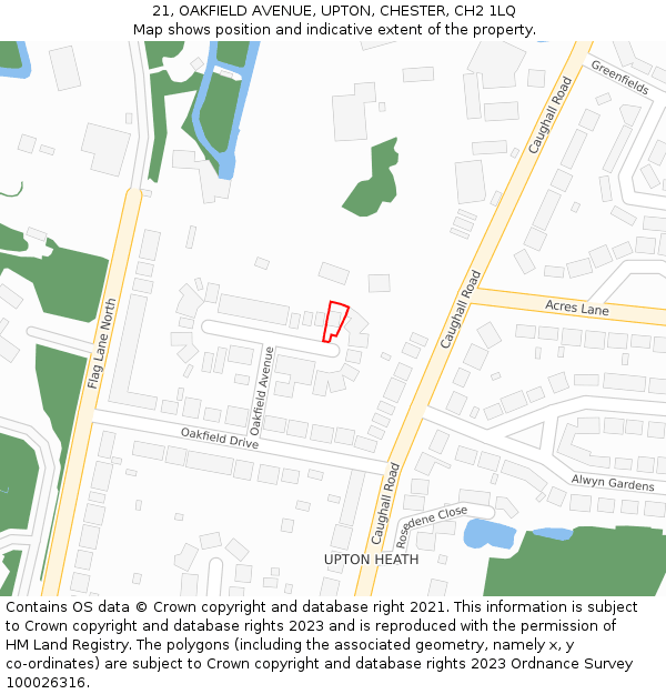21, OAKFIELD AVENUE, UPTON, CHESTER, CH2 1LQ: Location map and indicative extent of plot