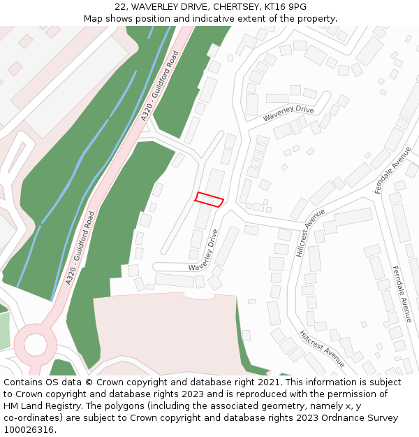 22, WAVERLEY DRIVE, CHERTSEY, KT16 9PG: Location map and indicative extent of plot