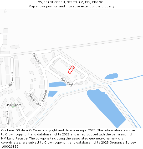25, FEAST GREEN, STRETHAM, ELY, CB6 3GL: Location map and indicative extent of plot