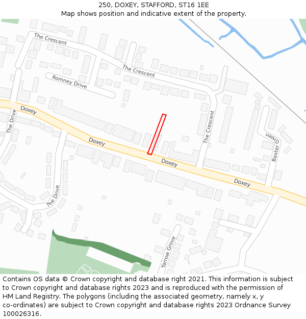 250, DOXEY, STAFFORD, ST16 1EE: Location map and indicative extent of plot