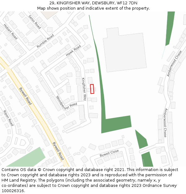 29, KINGFISHER WAY, DEWSBURY, WF12 7DN: Location map and indicative extent of plot